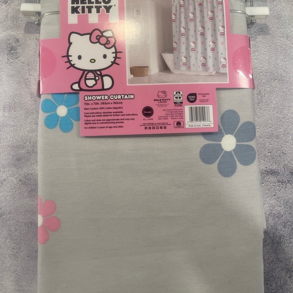 NWT Hello Kitty Shower Curtain - Grey, White, Pink, Light Blue
